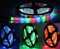 Лента светодиодная Цветная 5 метров (300 SMD 5050 RGB пульт белая осн) 12v
