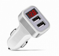 Зарядное телефона на 2×USB с вольтметром, 3.1A +3.1А, RV-017