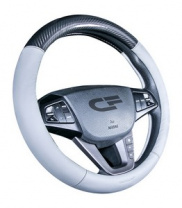 Оплетка руля M "CarFashion" «CARBON CF» серый/черный